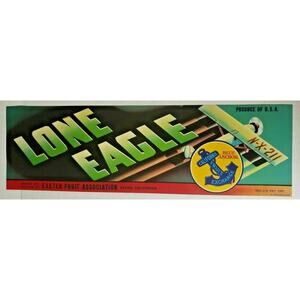 Vintage Long Eagle Original 1940s Exeter CA Paul Dobson Crate Label Z-2